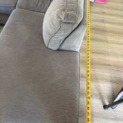 Sectional, 2 Pieces Grey Sofa+ Ottoman 