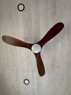 New 52” Solid Wood Ceiling Fan w/ LED Light & Remote 6 Speed Open Box, Never Assembled