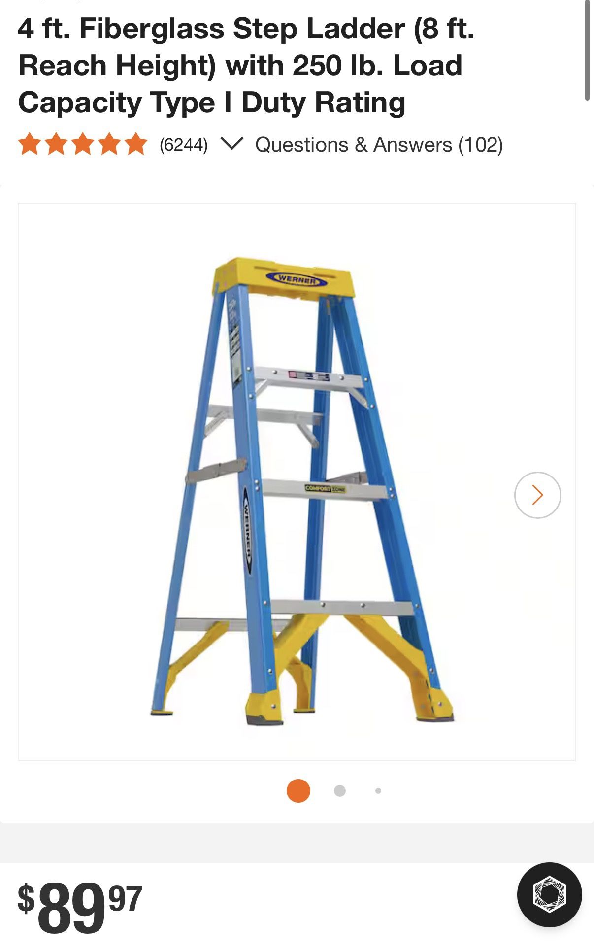 4 ft. Fiberglass Step Ladder (8 ft. Reach Height)