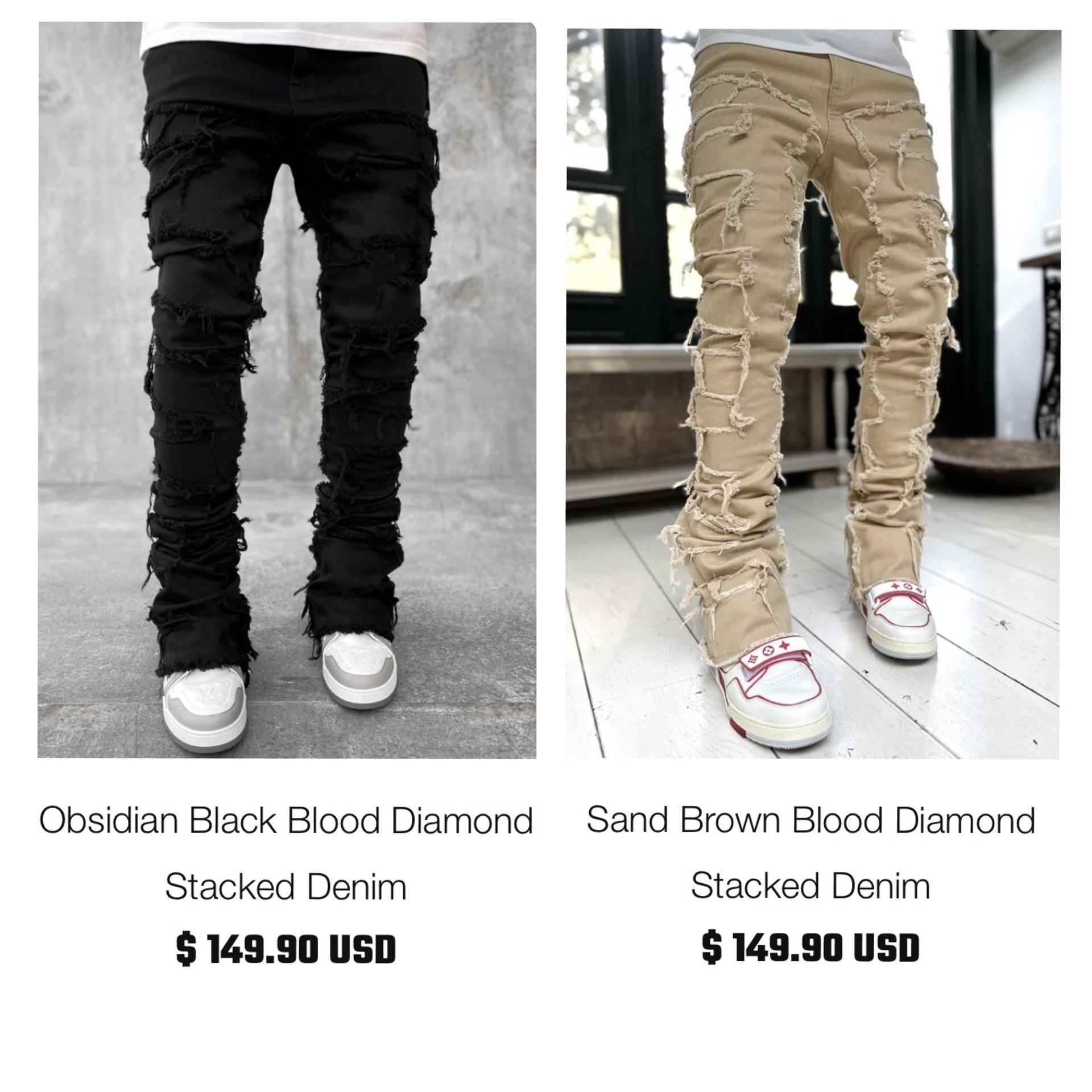 GUAPI◆グアピ デニム Sand Brown Blood Diamond Stacked Denim Crimson Icon Stacked Denim - Guapi Clothing