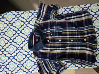 2 piece boys set. Hilfiger blue plaid and khaki