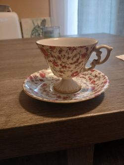 Teacup and matching saucer set