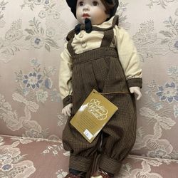 Franklin Mint Danny Porcelain Doll (1994) Coca Cola Heirloom Series w/ Scooter