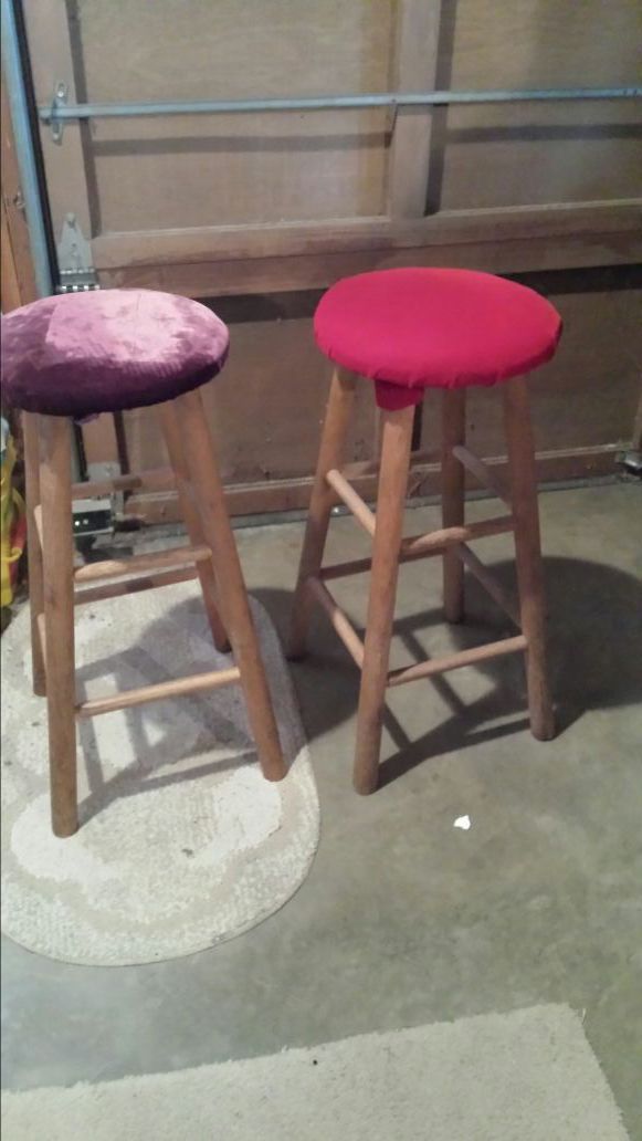 Wooden stools with padded seat