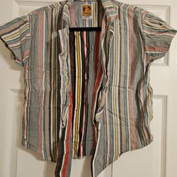 Hang Ten Multicolor Striped Short Sleeve Button Down Top