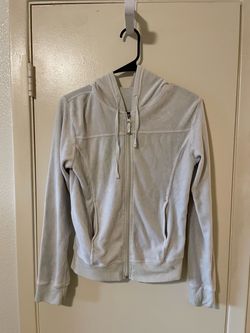 White Velour Zip-Up Hoodie