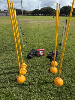Soccer goals and soccer dribbling poles