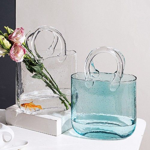 Light Blue Glass Purse Vase