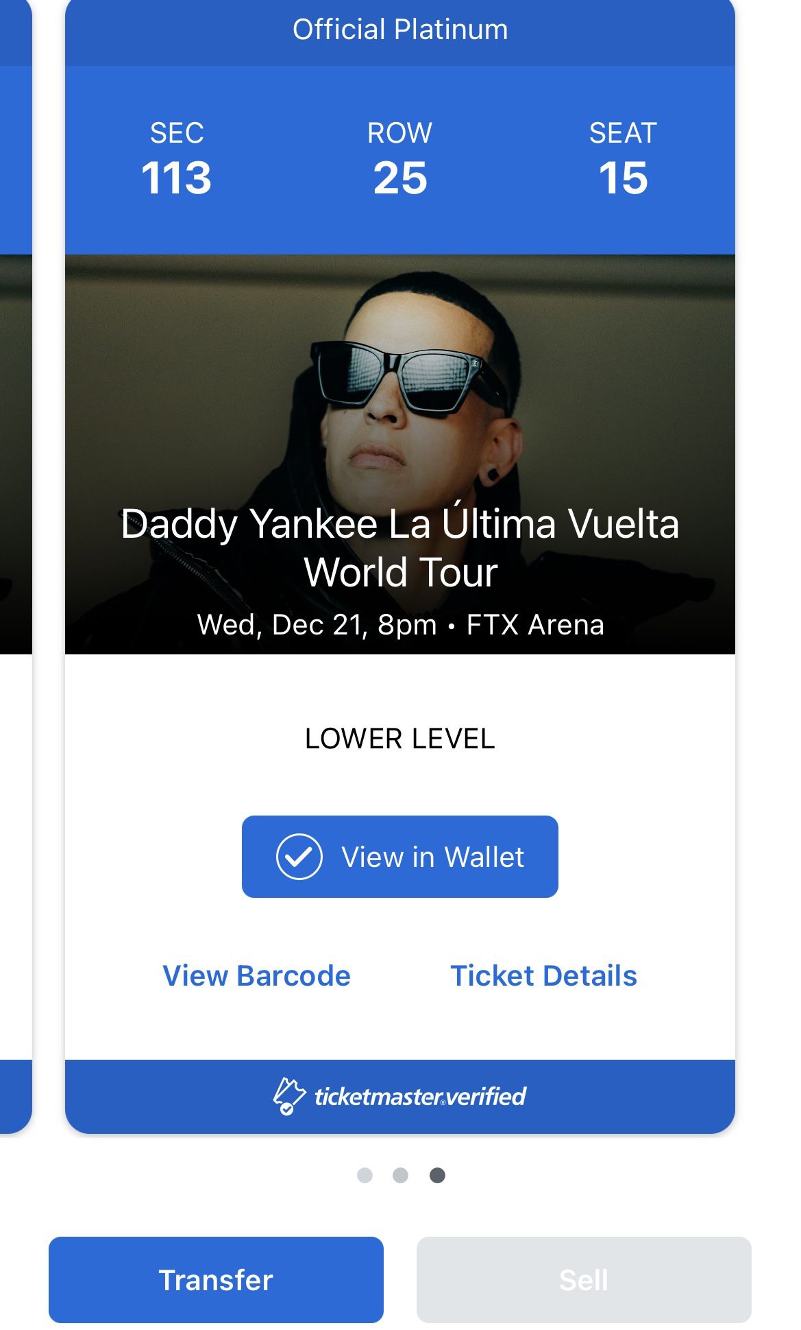 Daddy Yankee Tickets (3) Official Platinum 