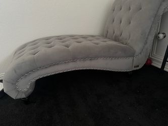 Gray Velvet Tufted Chaise Lounge