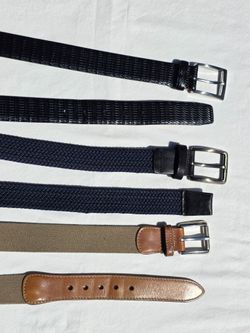 3 Nice Belts Men's 38 waist- Leather Dress + Stretch weave