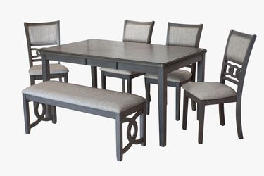 6 Piece Dining Table Set in Grey Finish
