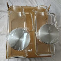 2-PACK 2 LITRE/68 Oz SQUARE GLASS PITCHERS