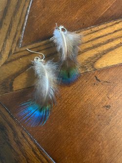 Peacock Feather Drop Earrings