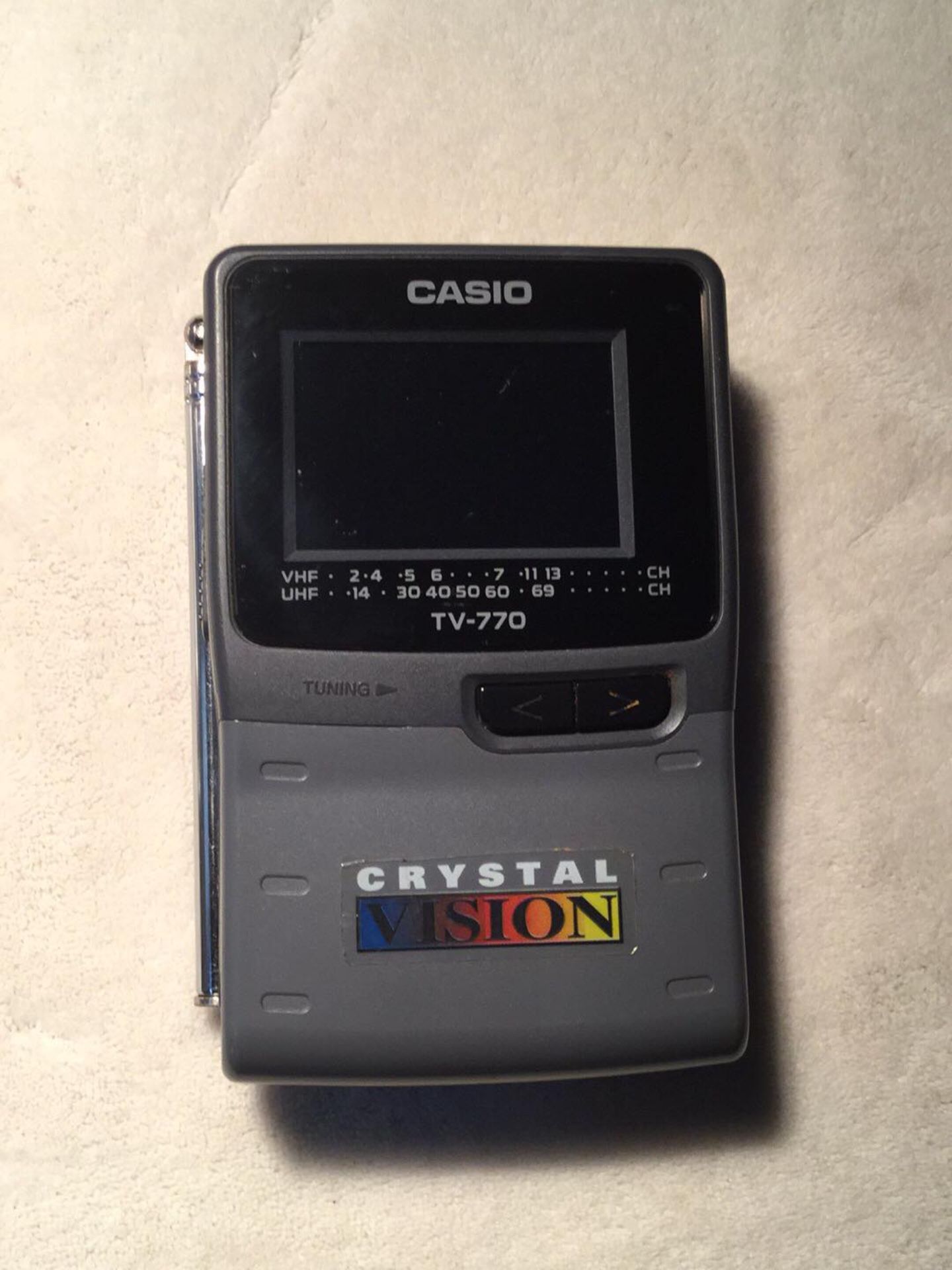The Casio TV-770 is a portable CRT TV has batterie and works