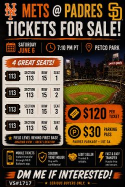 Mets 🆚 Padres - Saturday, June 6 | 7:10 PM