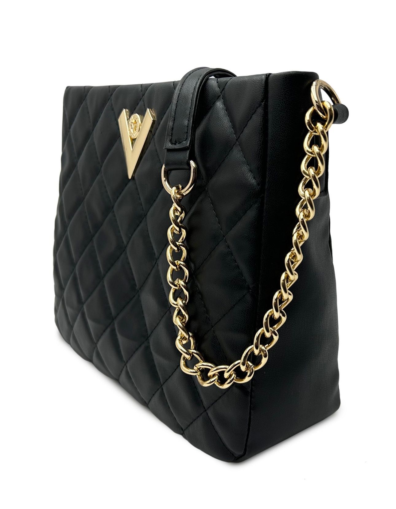 Valentino Orlandi Black Quilted Vegan Leather Bag