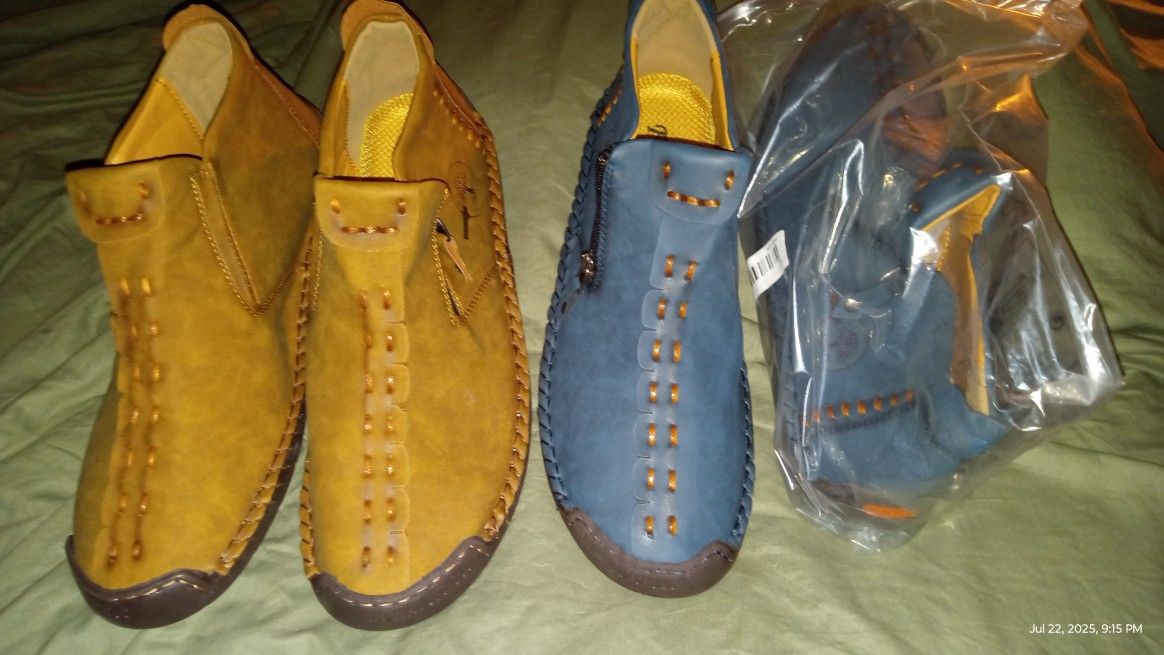 2 Pair Blue,And Brown Sport Loafers / Boots 