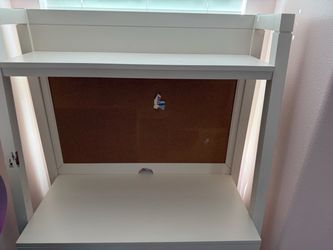 Pottery Barn White Kids Desk with Hutch, Drawer and Cork Board