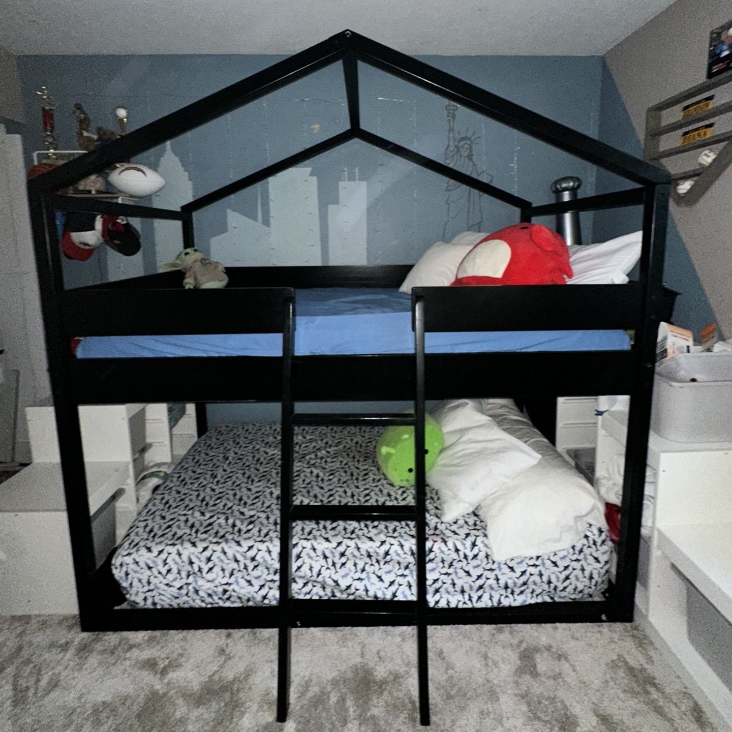 Black Bunk Bed Twin Kids 