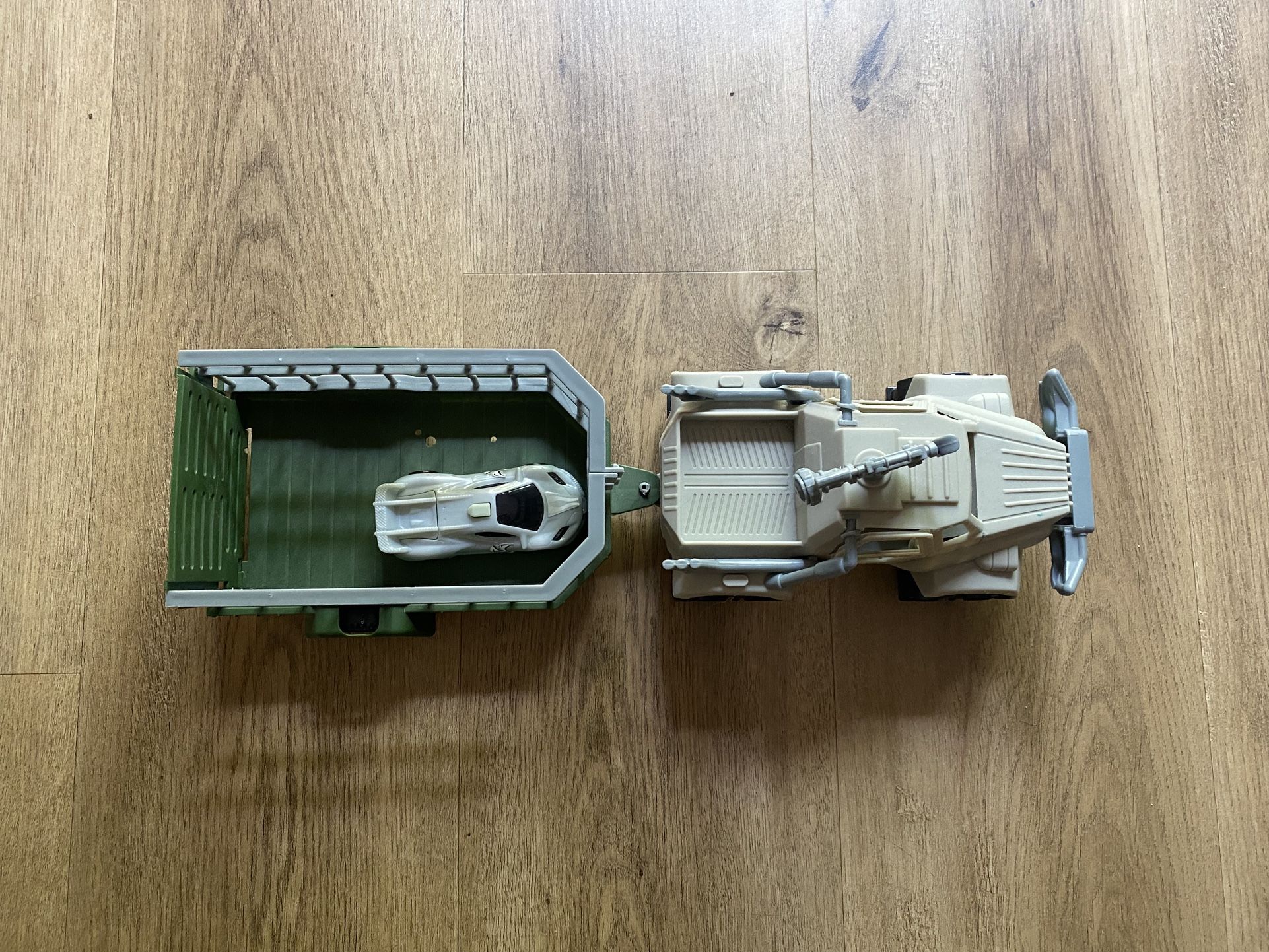 Kid Plastic Military Truck with Trailer and Car