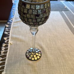 Stained Glass Purple & Silver Goblet