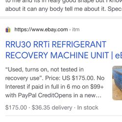 RRU30 Recovery Machine 
