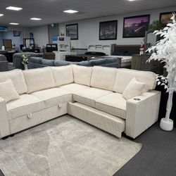 Beige Sofa Sectional Sleeper