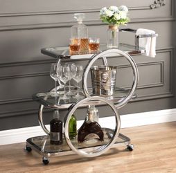 Modern Chrome & Glass Bar Cart – Excellent Condition