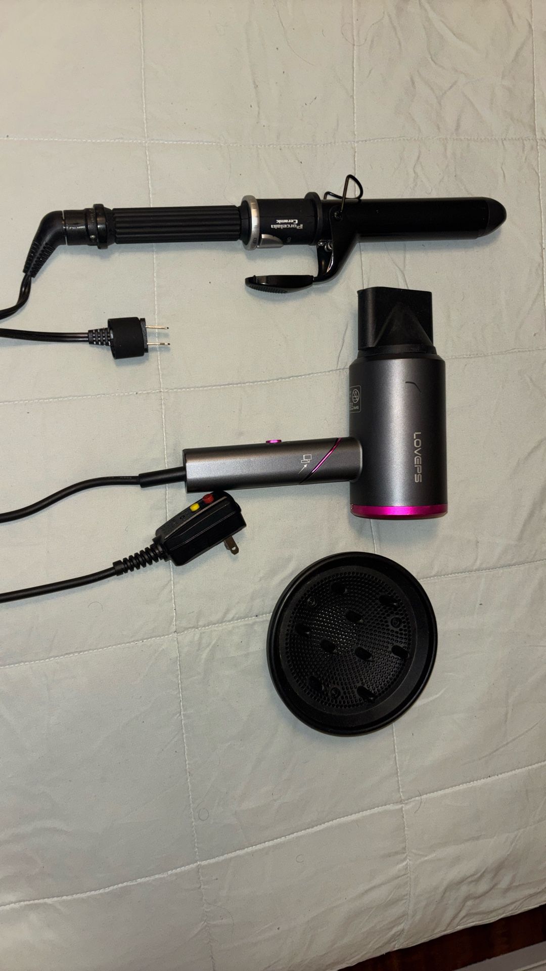 hair dryer and curling iron 