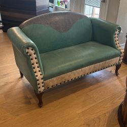 Custom Leather Loveseat \ Setee Turquoise