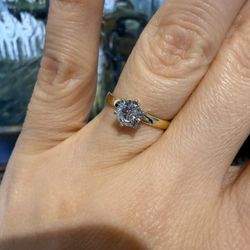 14K Yellow Gold NATURAL, NOT LAB, Diamond Engagement Wedding Ring 