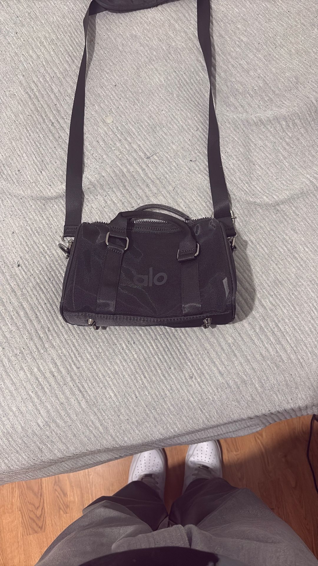 black alo mini sheer duffle bag