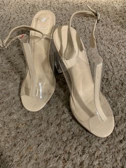 Nude clear pumps