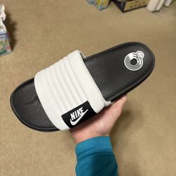 Size 11 - Nike Offcourt Adjust Slides White Black Slip On Soft Sandals