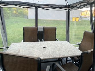 Stone outdoor table with 6 chairs