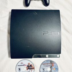 Sony PS3 Slim Video Game Console • 160GB • Includes 2 Games & Controller • Power Cable