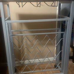  Wine Rack Freestanding Kitchen Bar Cart with Glass Holder and Wheels