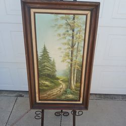 Vintage framed oil on canvas landscape painting signed Cantrow