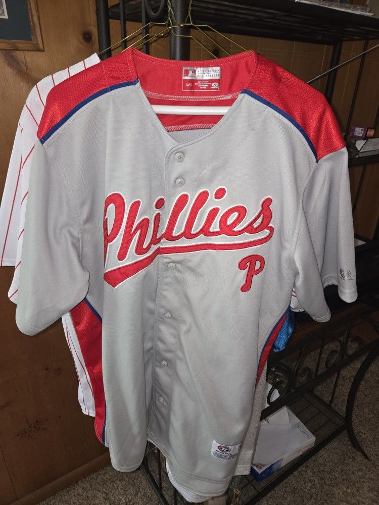 Phillies Gray  Button Down Jersey 