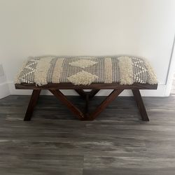 Bohemian Wooden Ottoman Bench
