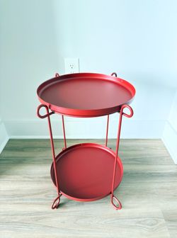 Metal table.