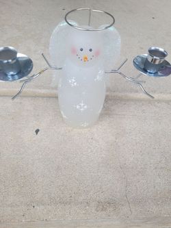 Snowman taper candle holder