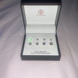 Sterling Silver Gold Plated Earrings Set (4 Pairs)