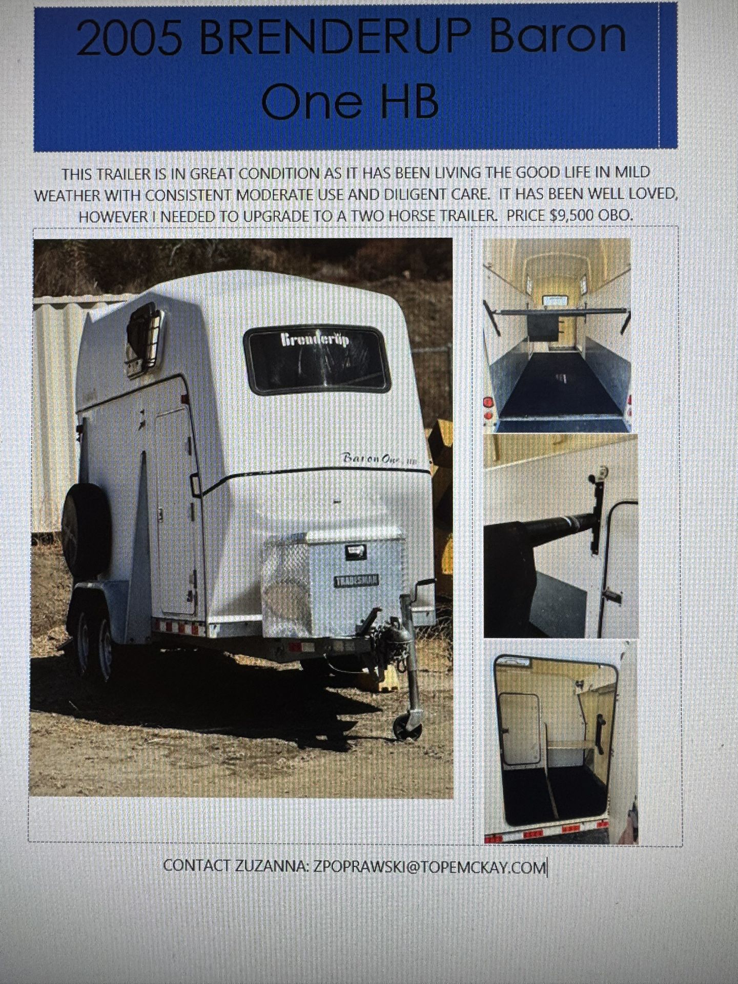 2005 Brenderup Baron One Horse Trailer