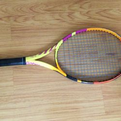 Babolat Pure Aero Rafa 26 inch junior racket, like new, multifilament string