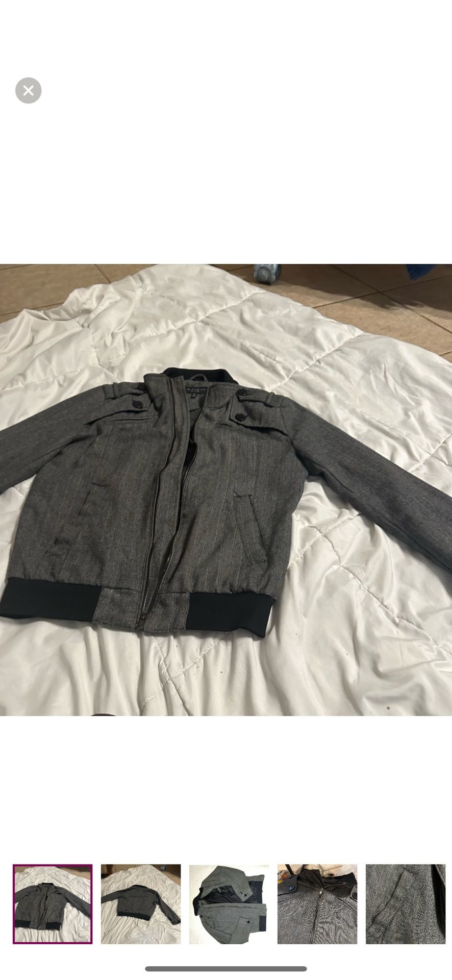 21 Los Angeles Gray Bomber Jacket with Ribbed Waistband