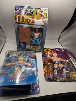 Vintage 1999 WWF WCW Ric Flair Lex Luger Kidman Bruisers Wrestlers Lot New 3pcs