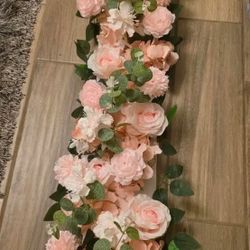 Pink Artificial Flower Arrangement with Eucalyptus, Faux Greenery 