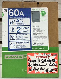 Square D Q0200TR AC Disconnect Switch 60 Amp New